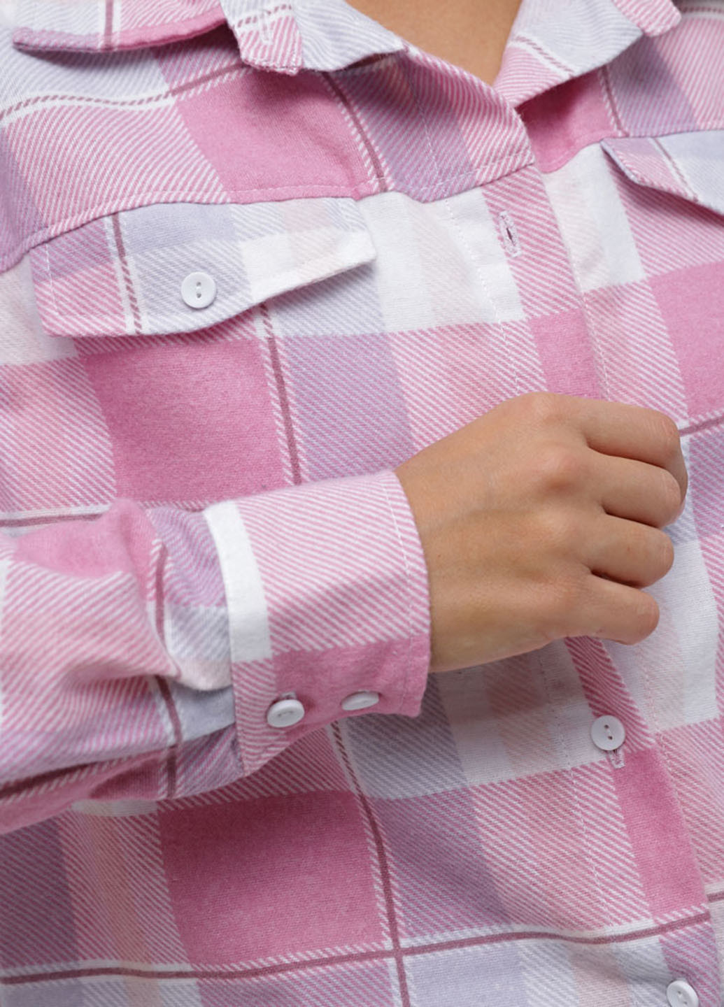 Розовая домашний рубашка в клетку Promin