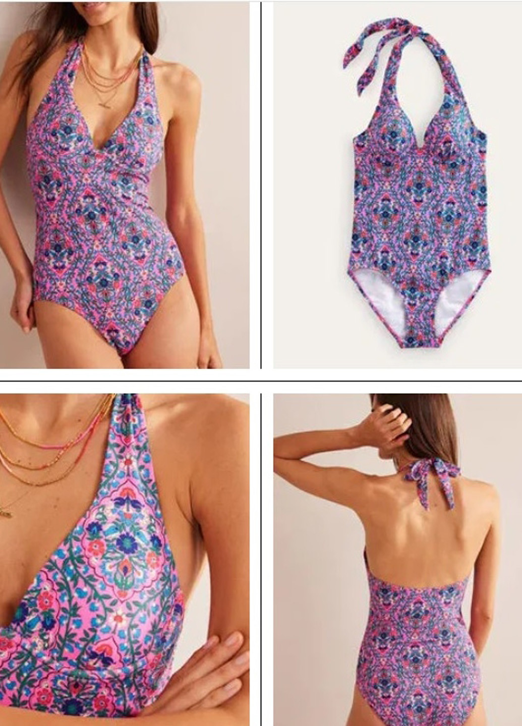 Комбінований літній купальник суцільний, халтер Boden