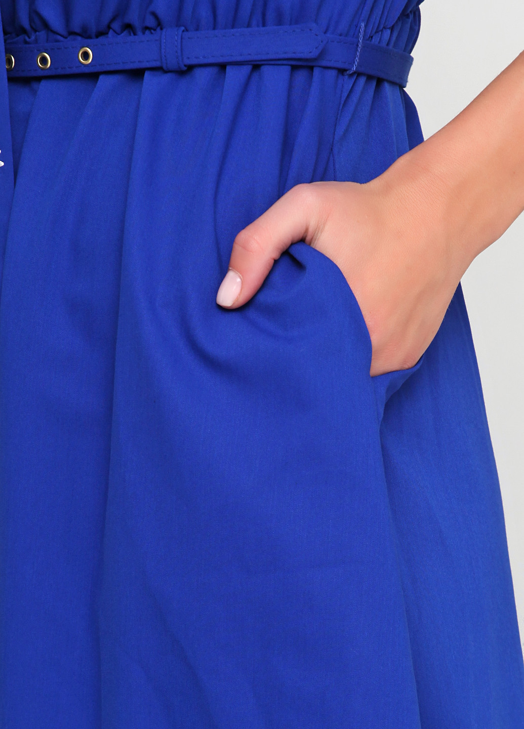Синее кэжуал платье клеш Sassofono однотонное