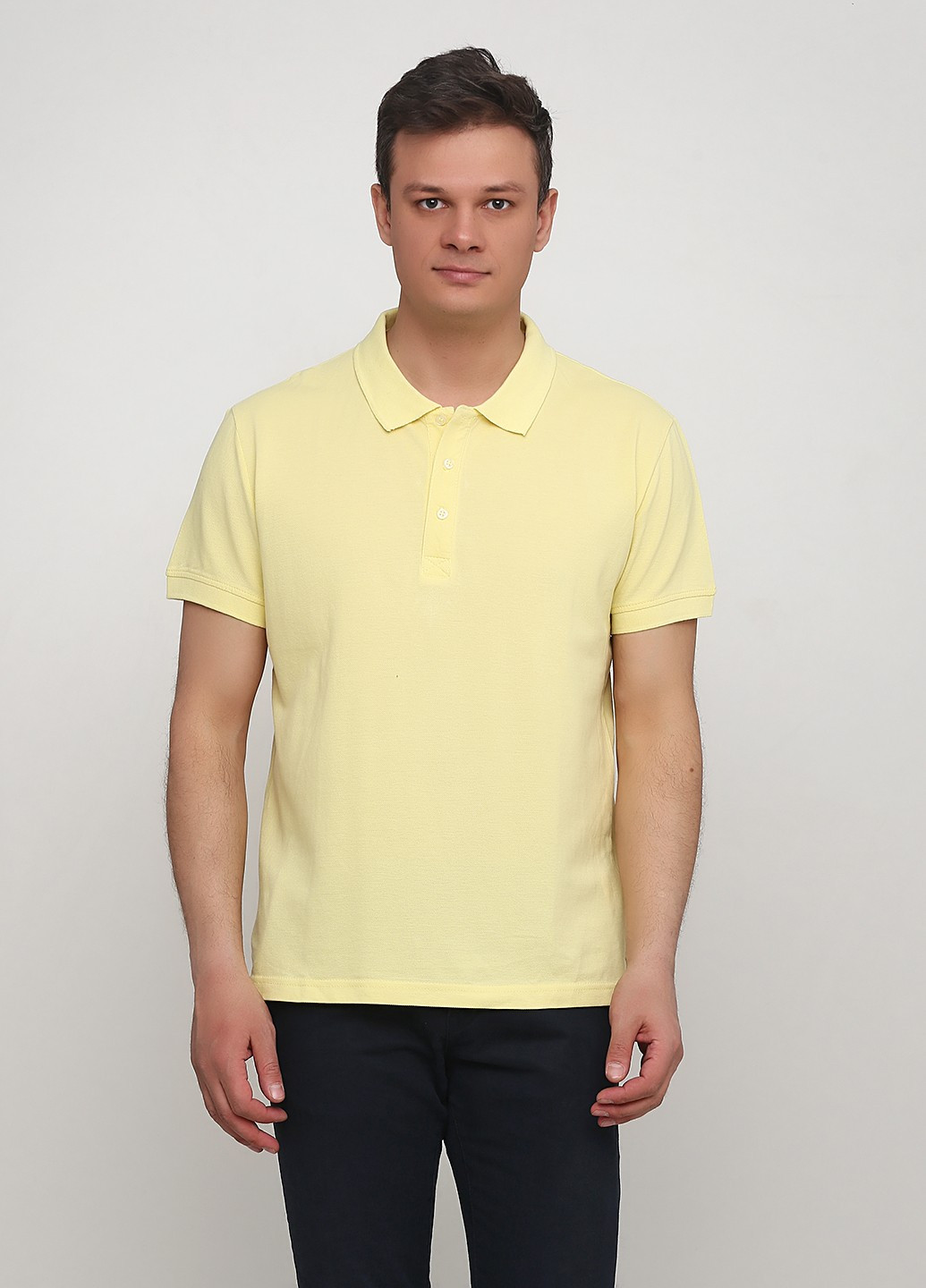 Желтая футболка-поло для мужчин H&M однотонная
