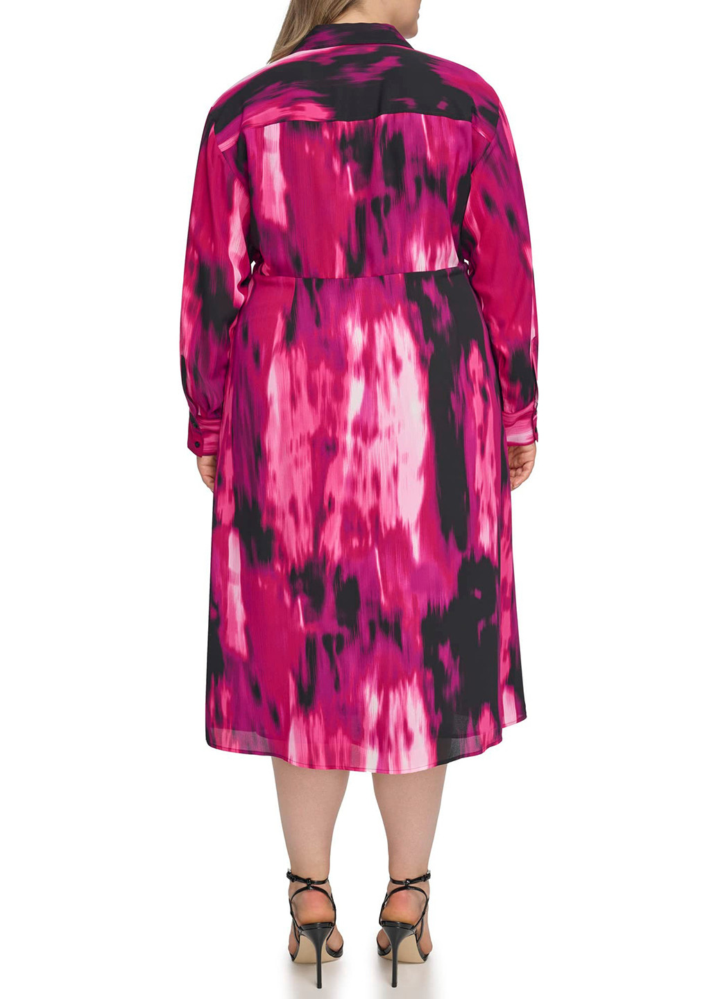 Розовое кэжуал платье а-силуэт Calvin Klein с абстрактным узором