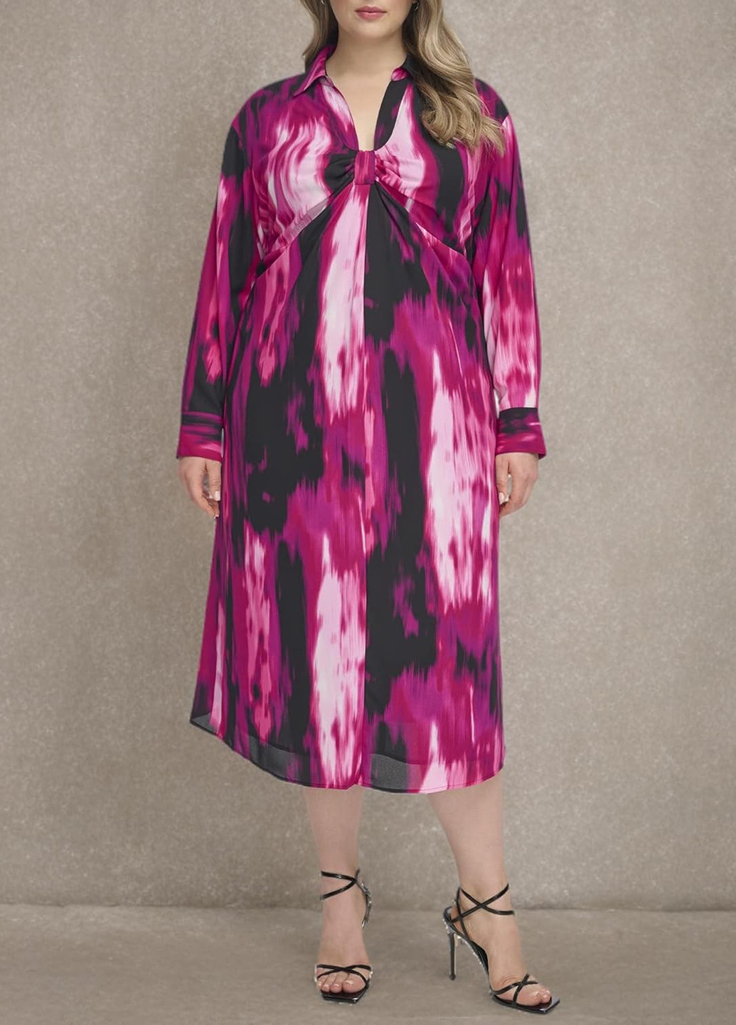 Розовое кэжуал платье а-силуэт Calvin Klein с абстрактным узором