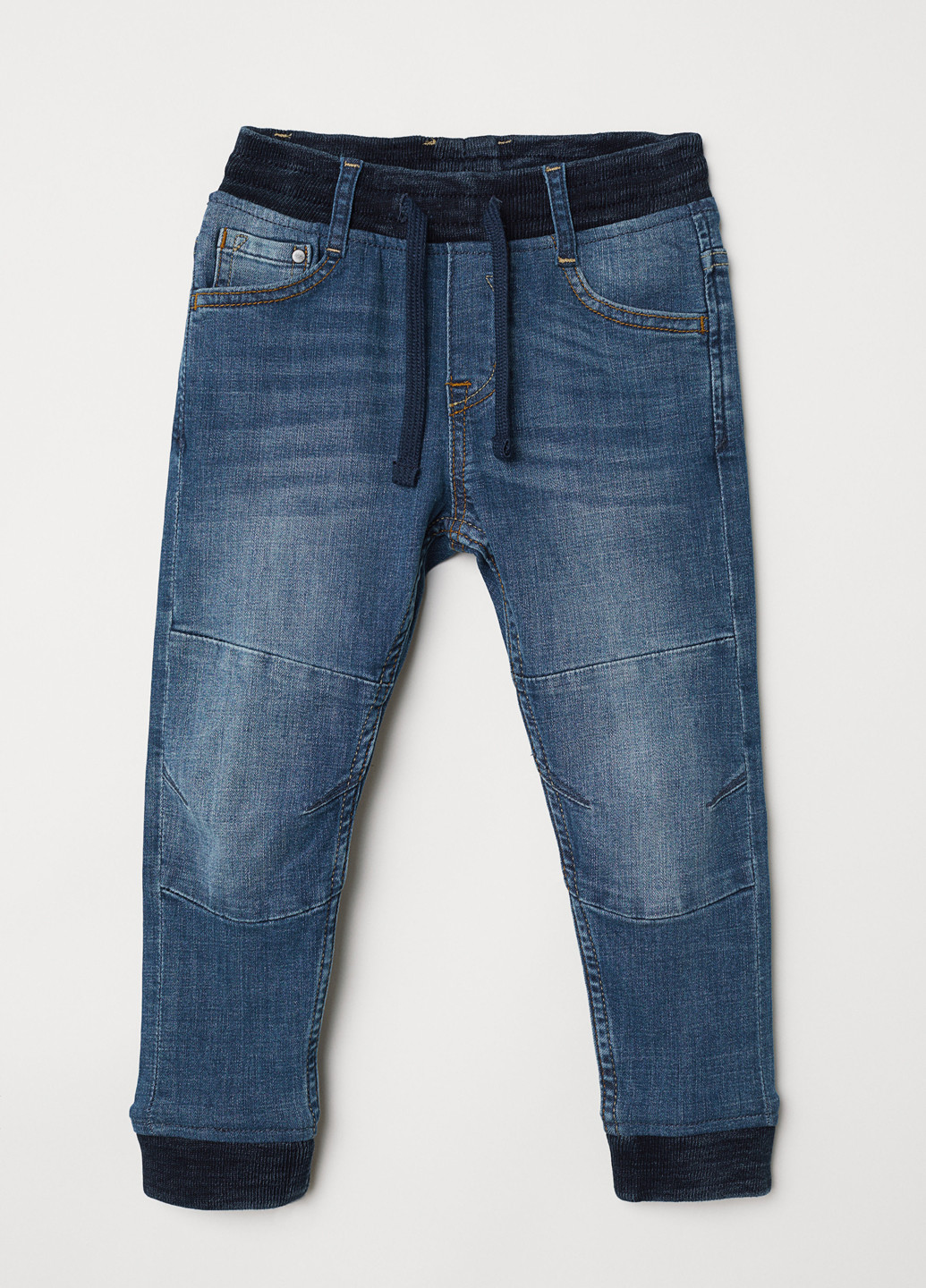 Синие джинсовые демисезонные брюки зауженные H&M
