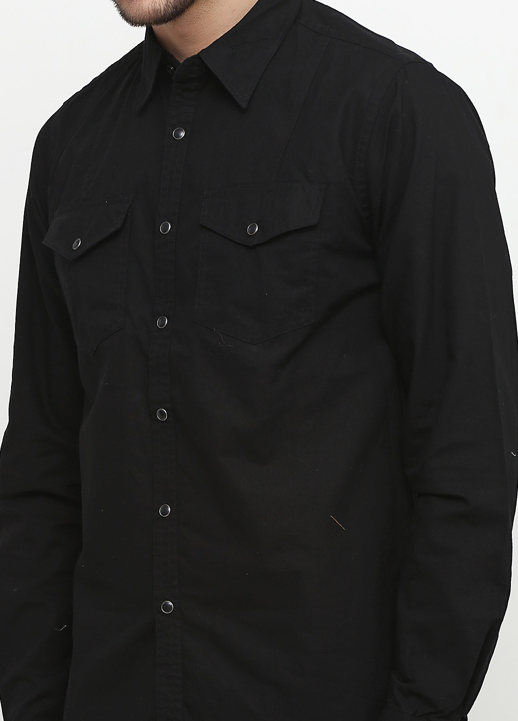 Черная кэжуал рубашка однотонная Poko Loko с длинным рукавом