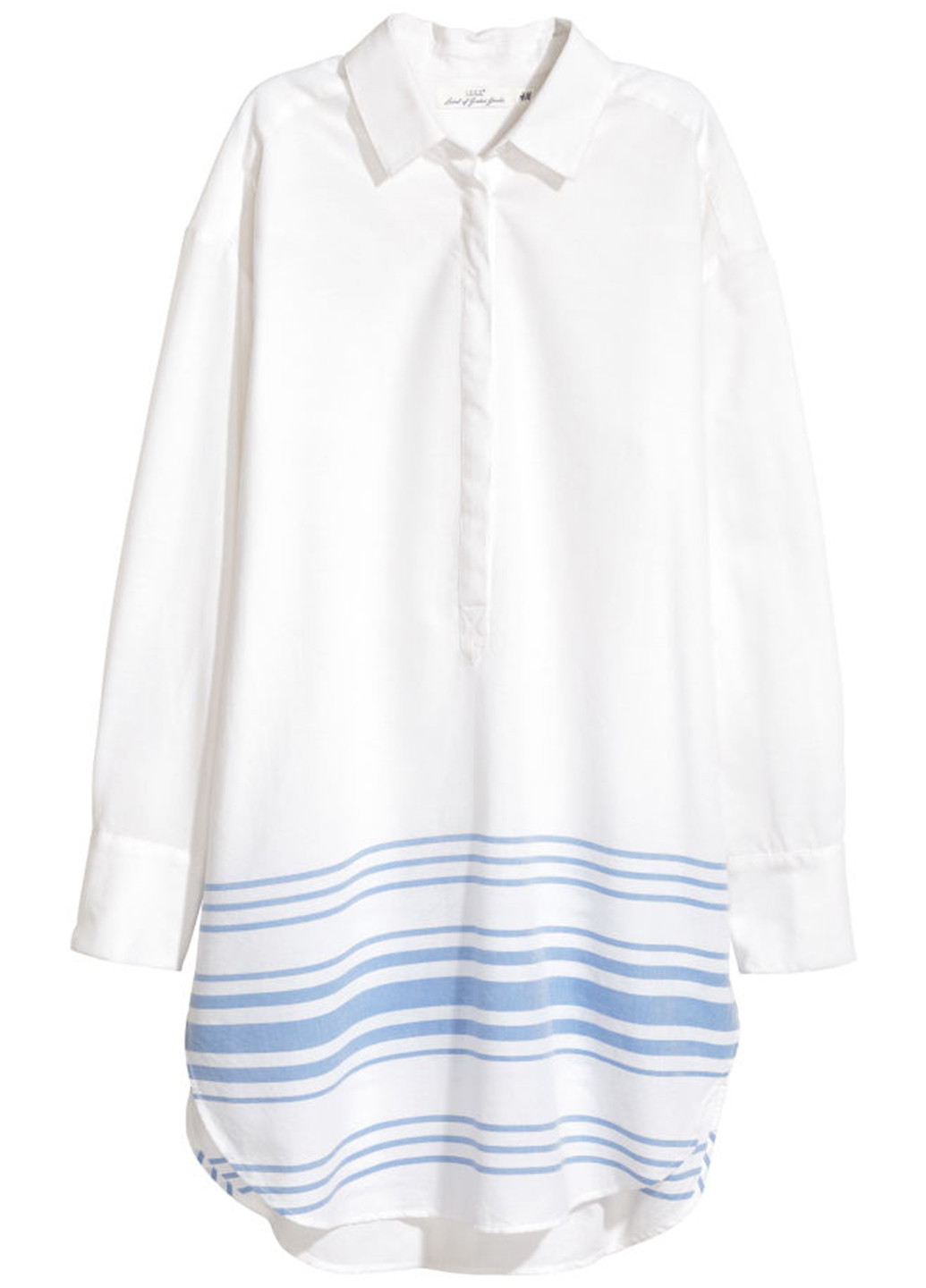Белое кэжуал платье рубашка H&M в полоску