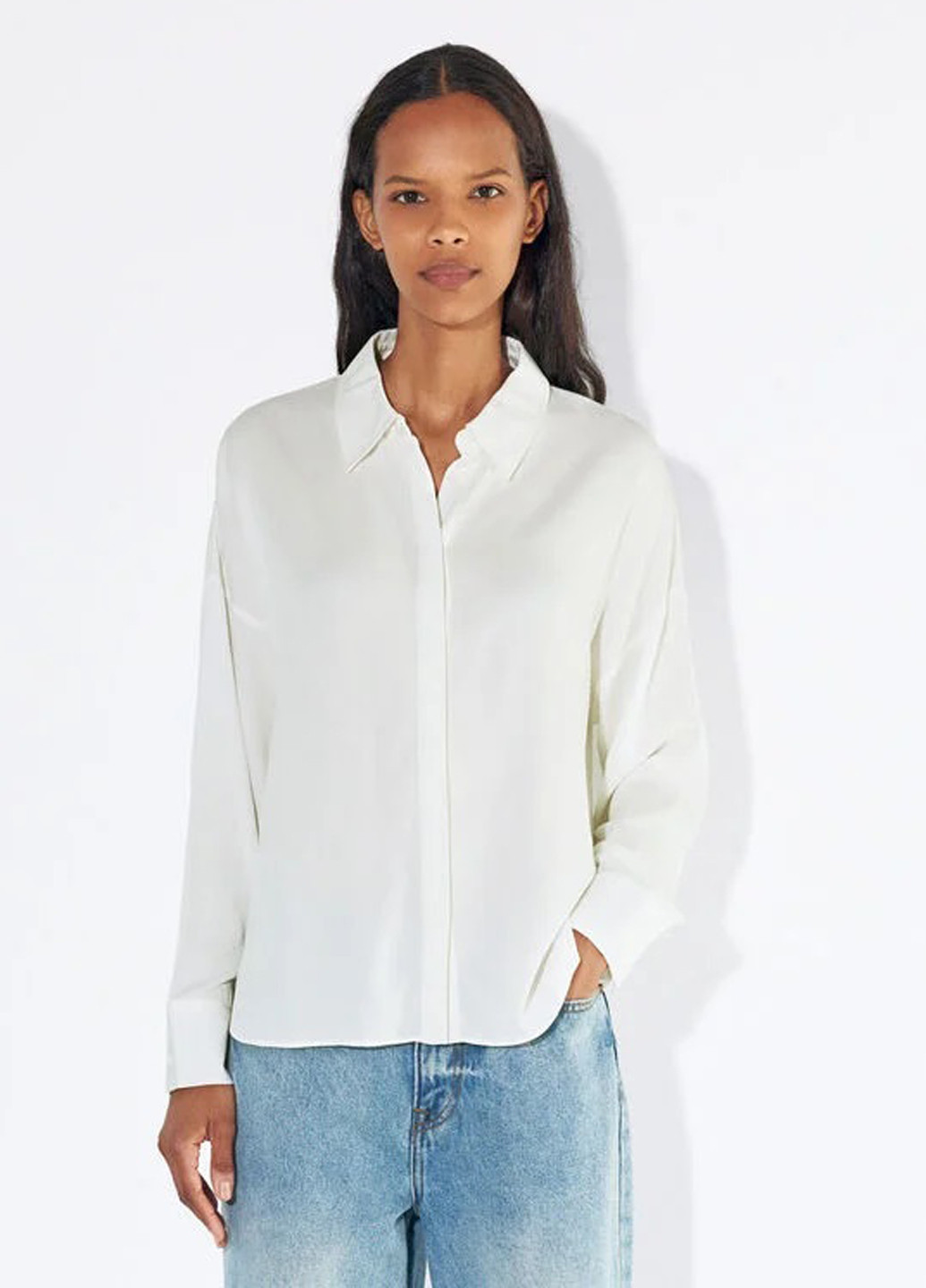 Молочная кэжуал рубашка однотонная Parfois