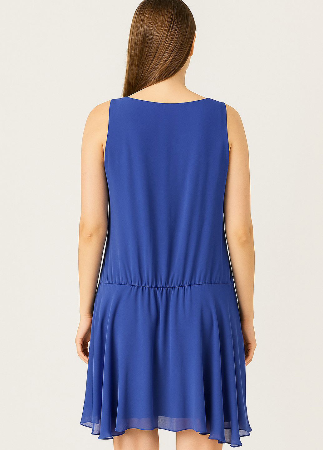 Синее кэжуал платье а-силуэт Sassofono однотонное