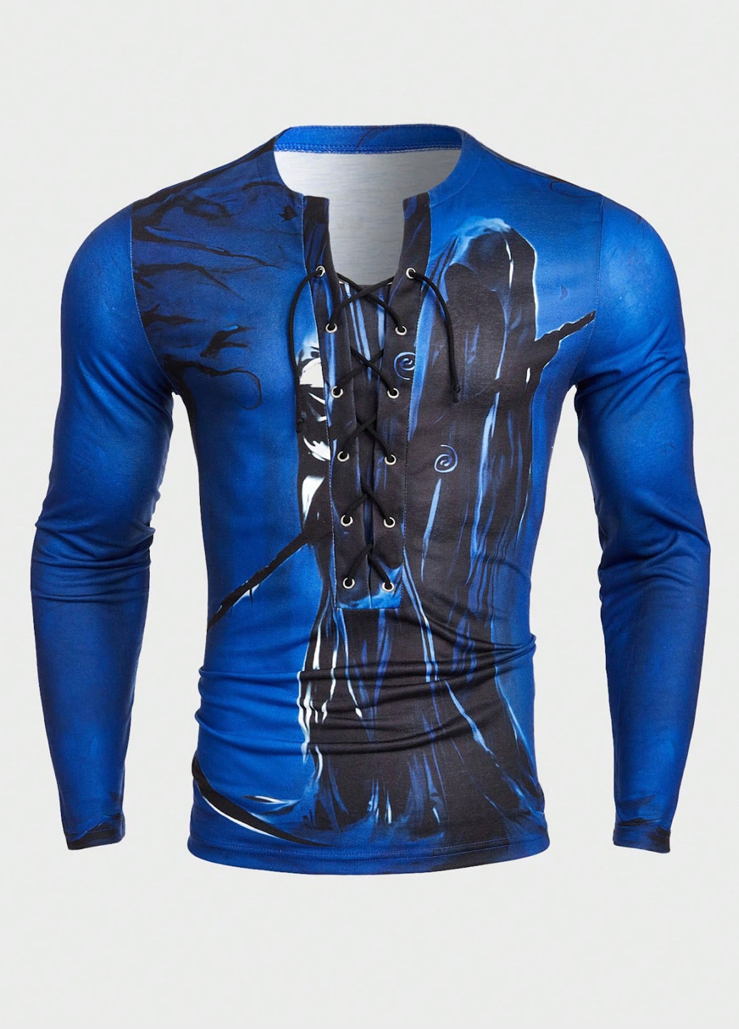 Лонгслів SHEIN малюнок синій кежуали поліестер, трикотаж