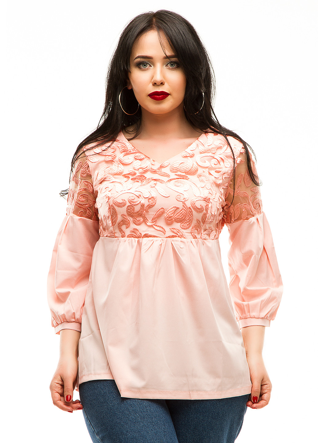 Светло-розовая демисезонная блуза Lady Style