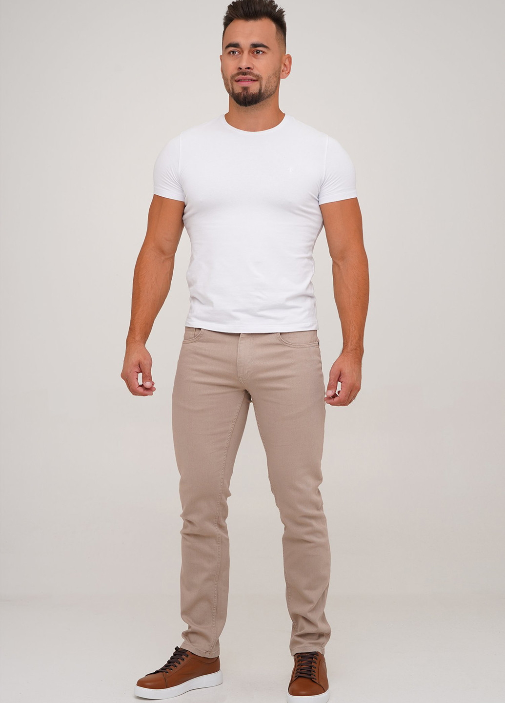 Бежевые демисезонные прямые джинсы Trend Collection