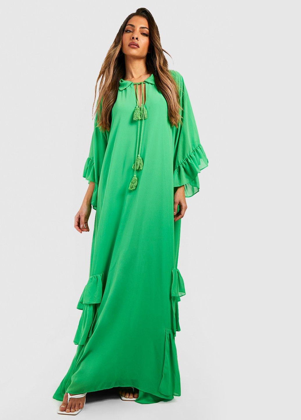 Кислотно-зеленое праздничный платье оверсайз Boohoo однотонное