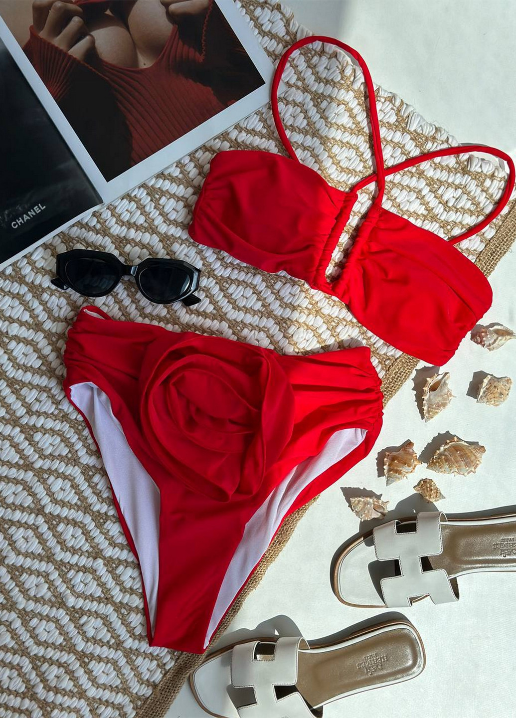 Червоний літній роздільний купальник (ліф, трусики) роздільний NOVA VEGA