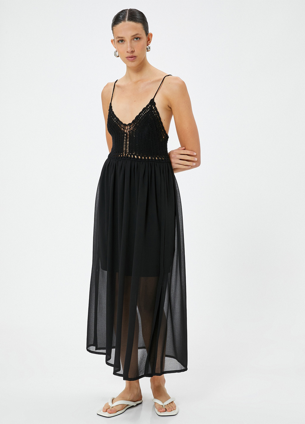 Чорна кежуал сукня сукня-майка KOTON однотонна