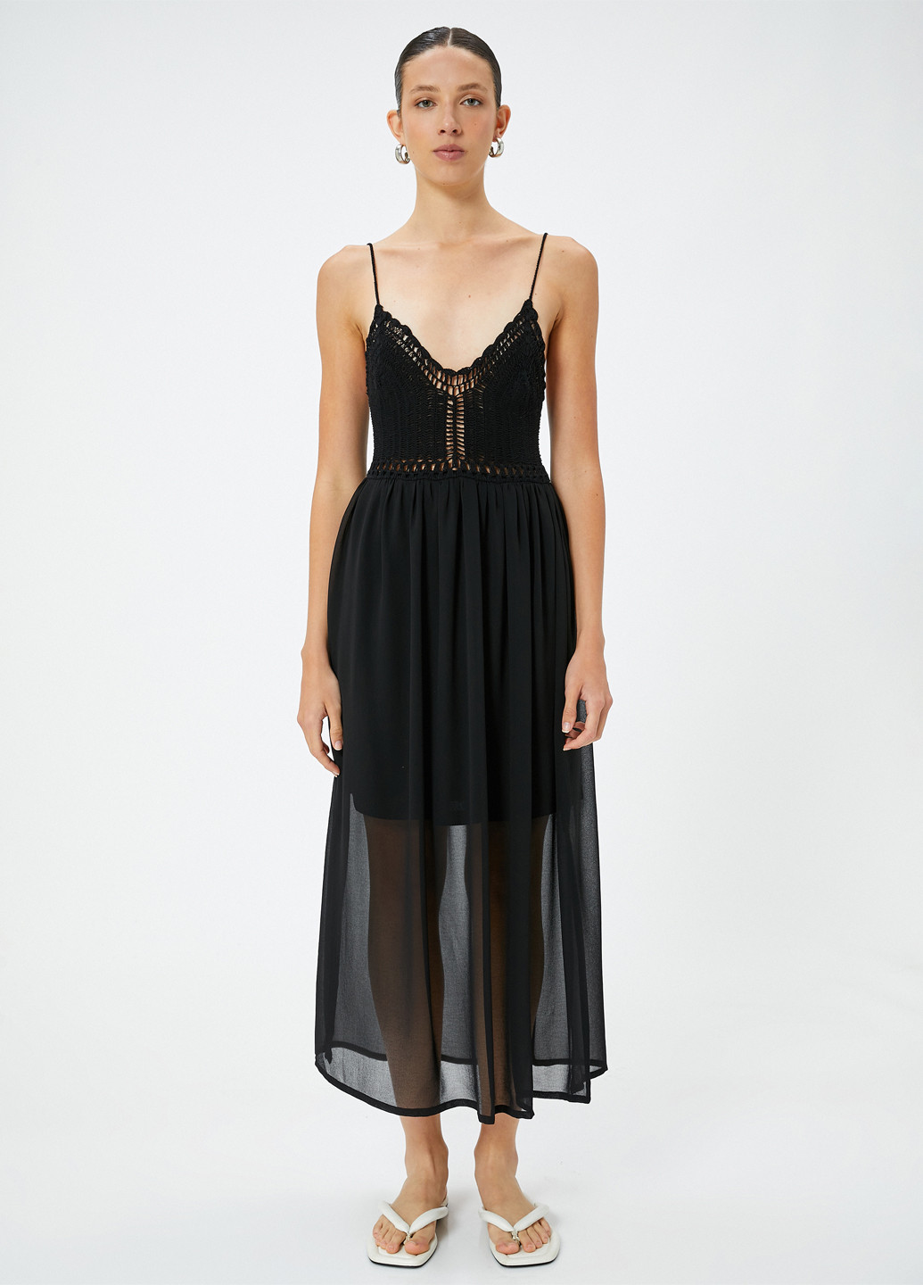 Чорна кежуал сукня сукня-майка KOTON однотонна