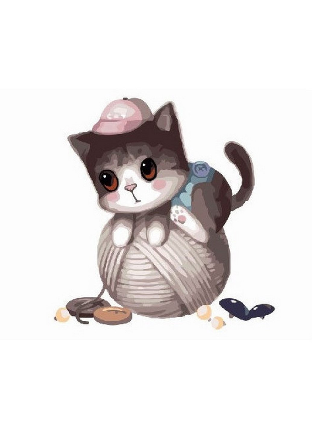Картина за номерами "Маленький котик з клубком" GX8400 Brushme (198867013)