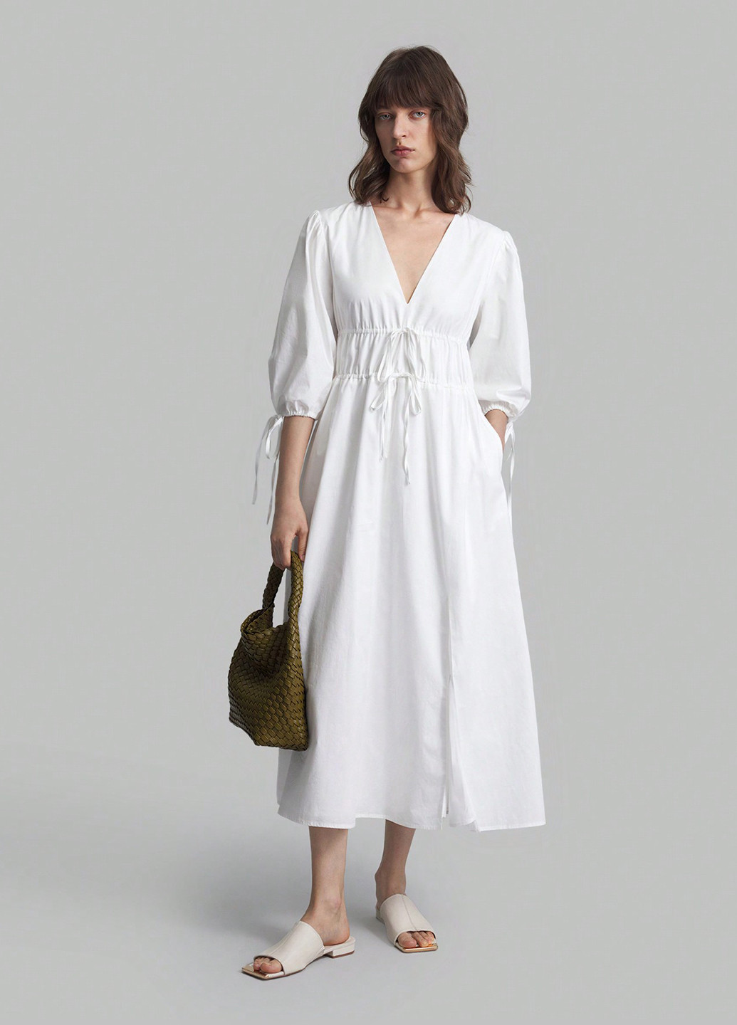 Белое праздничный, кэжуал платье а-силуэт SHEIN однотонное