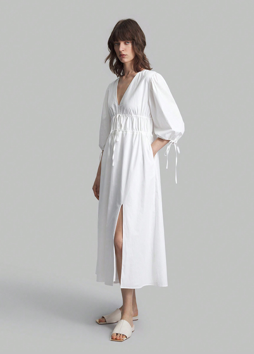 Белое праздничный, кэжуал платье а-силуэт SHEIN однотонное