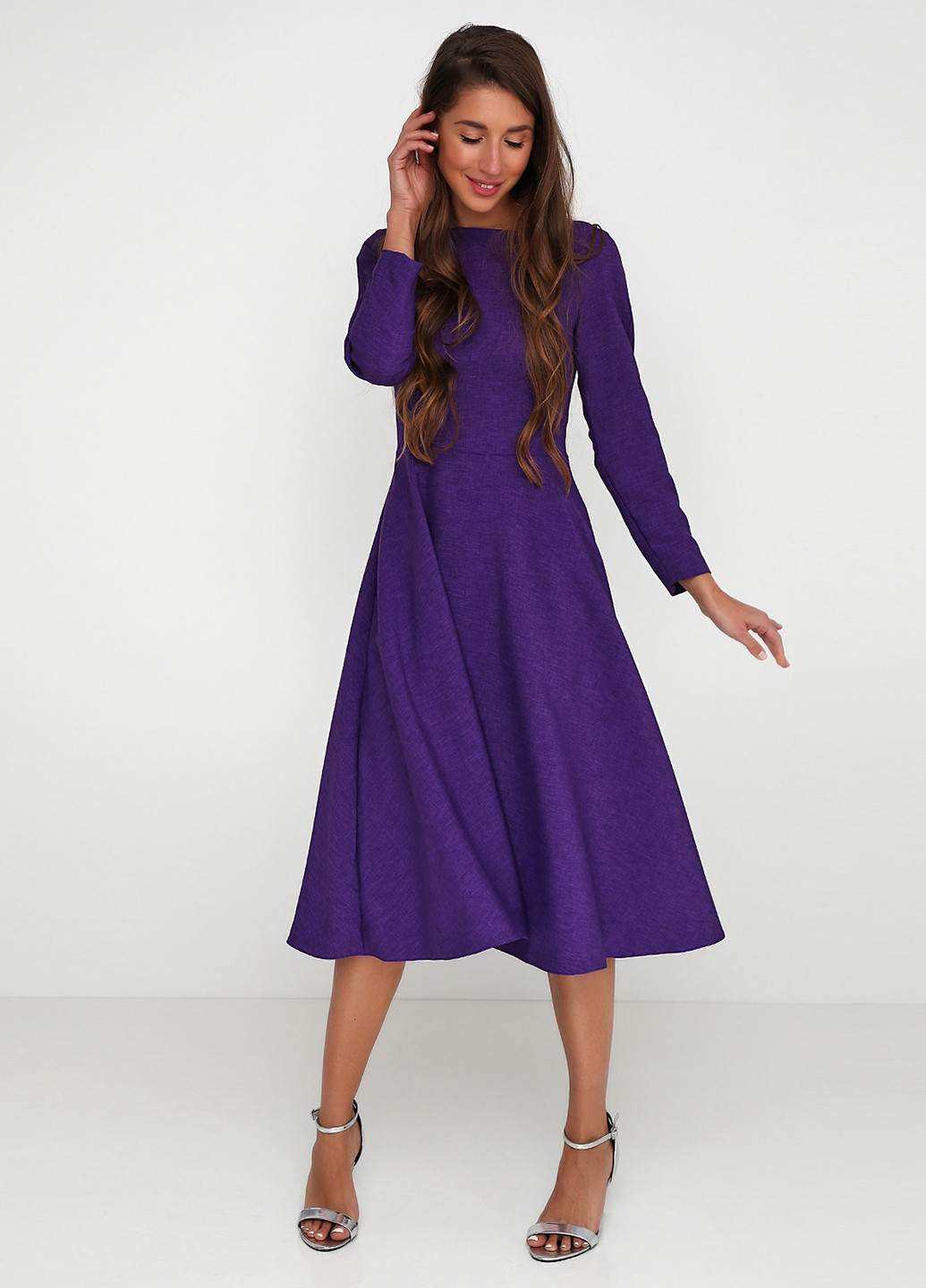 Фиолетовое кэжуал платье клеш Jhiva меланжевое