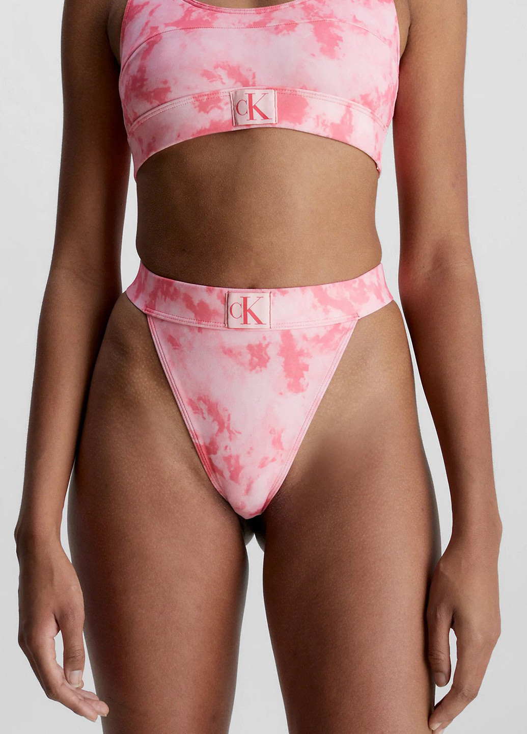 Розовые купальные трусики-плавки тай-дай Calvin Klein