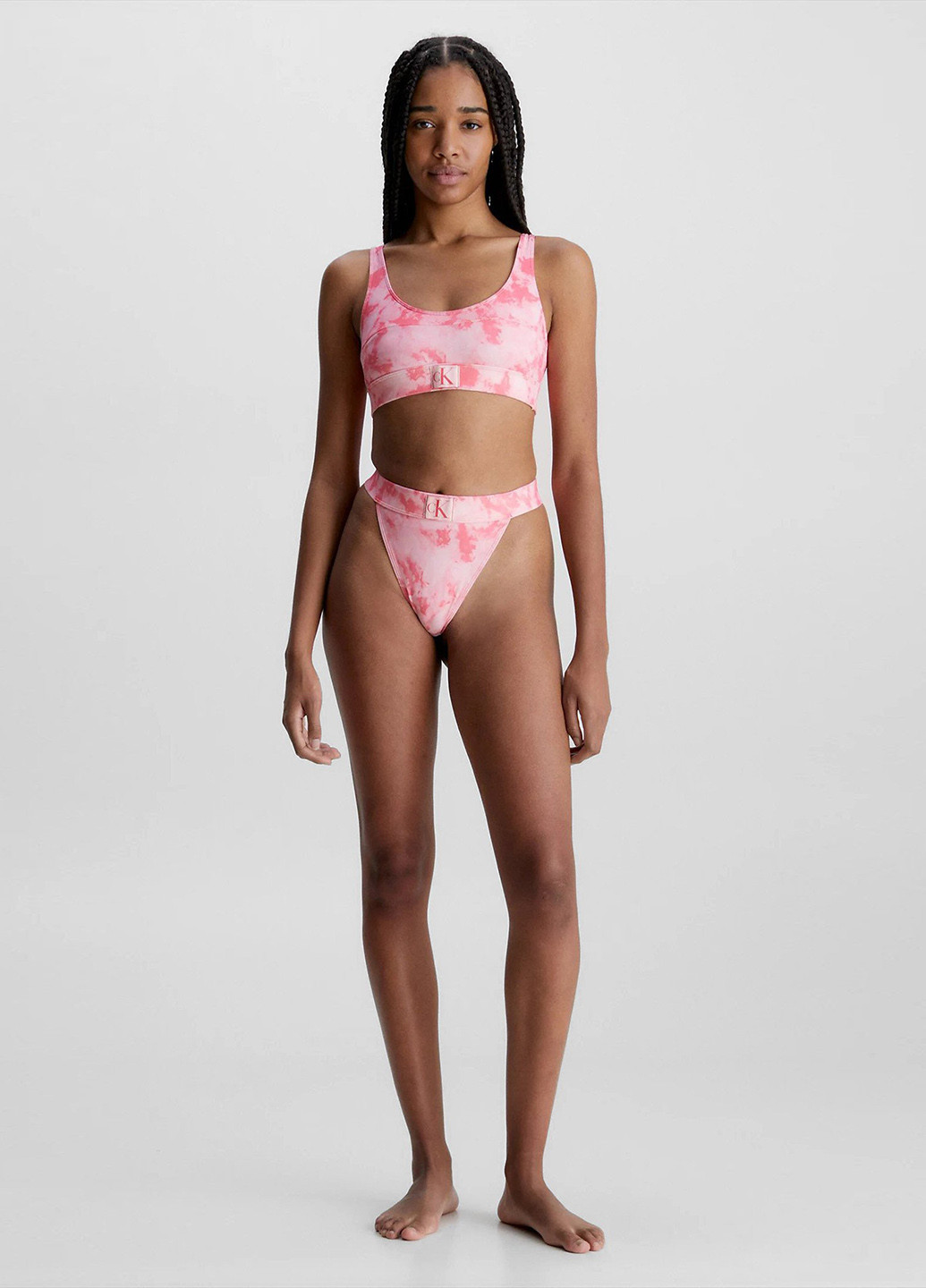 Розовые купальные трусики-плавки тай-дай Calvin Klein