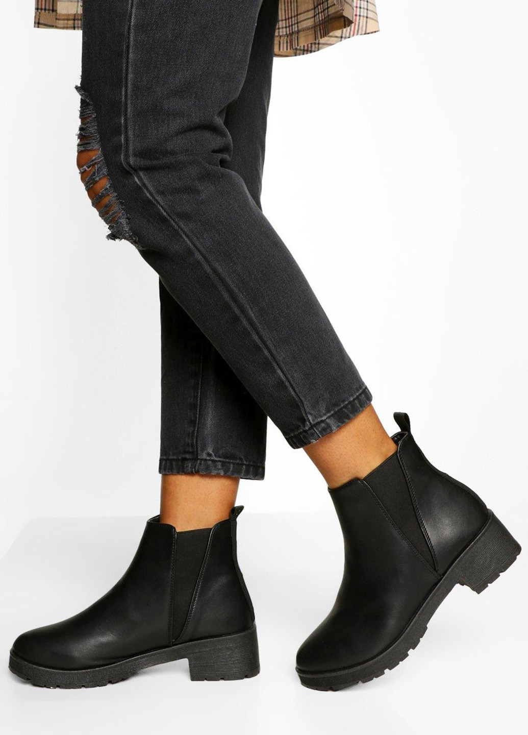 Осенние ботинки челси Boohoo без декора из искусственной кожи