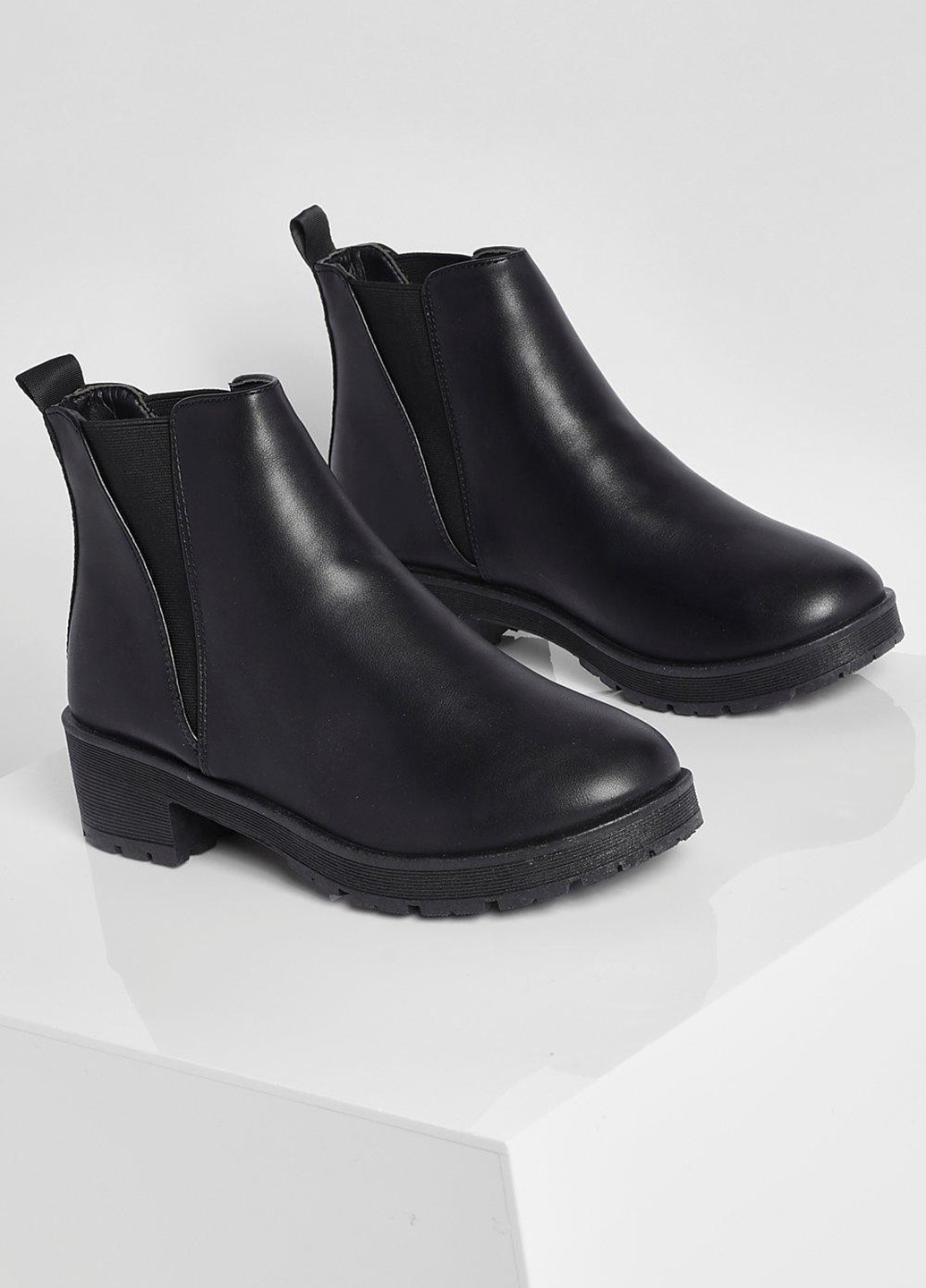 Осенние ботинки челси Boohoo без декора из искусственной кожи