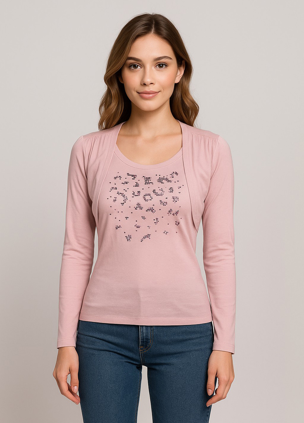 Бледно-розовая блуза Sassofono