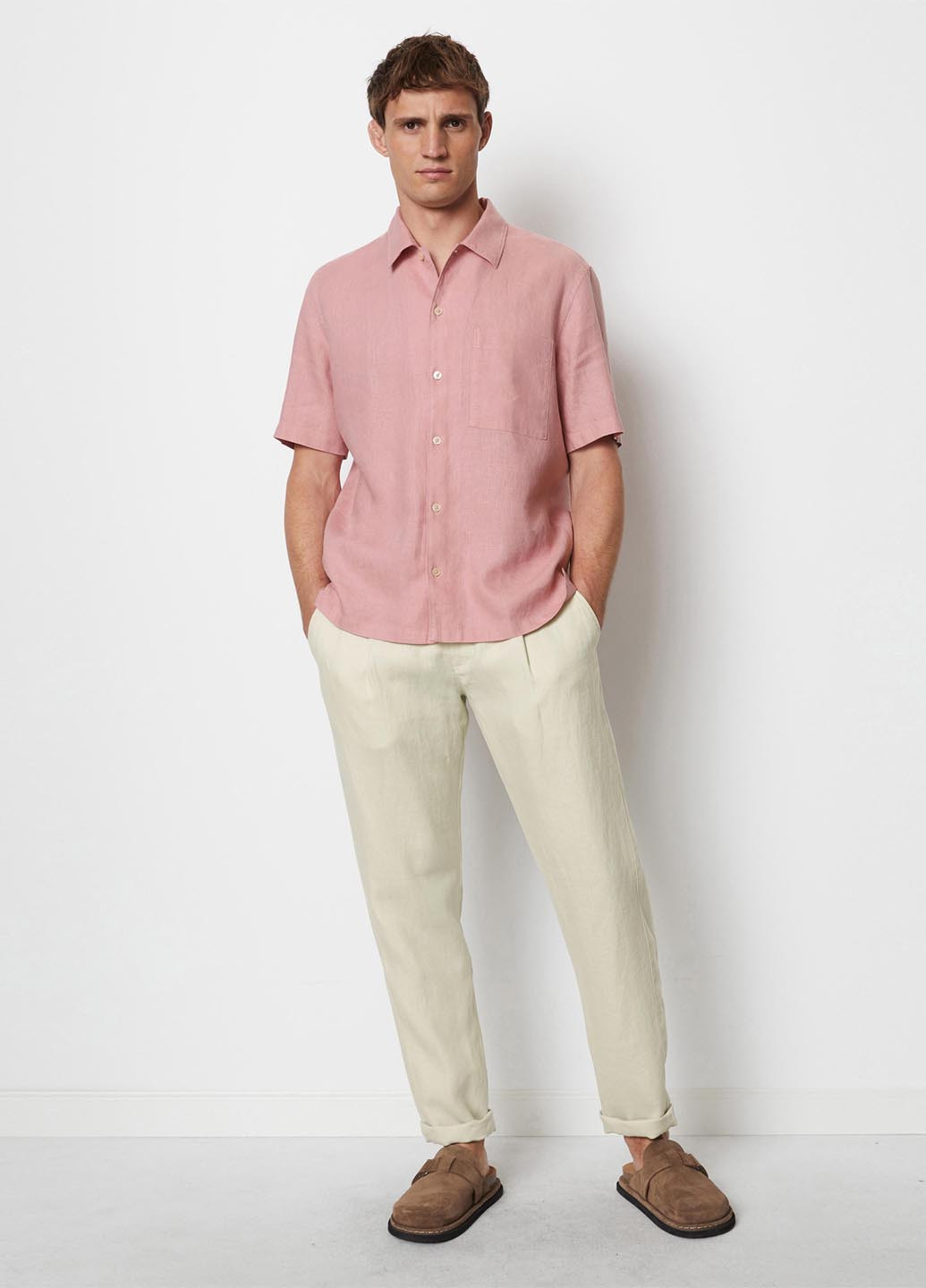 Светло-розовая кэжуал рубашка однотонная Marc O'Polo