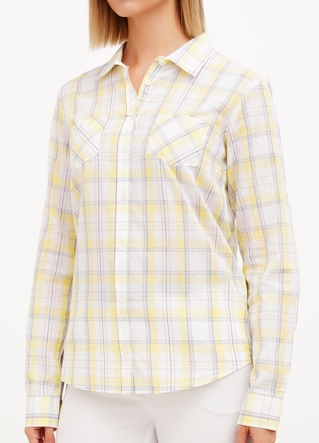 Желтая кэжуал, классическая рубашка в клетку Sassofono Club