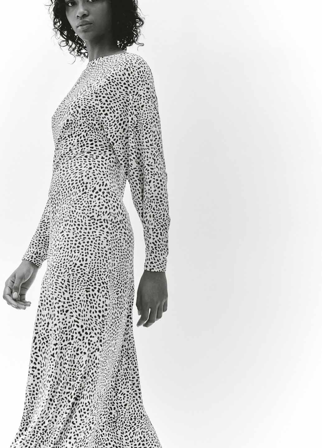 Світло-бежева кежуал сукня кльош H&M з тваринним принтом