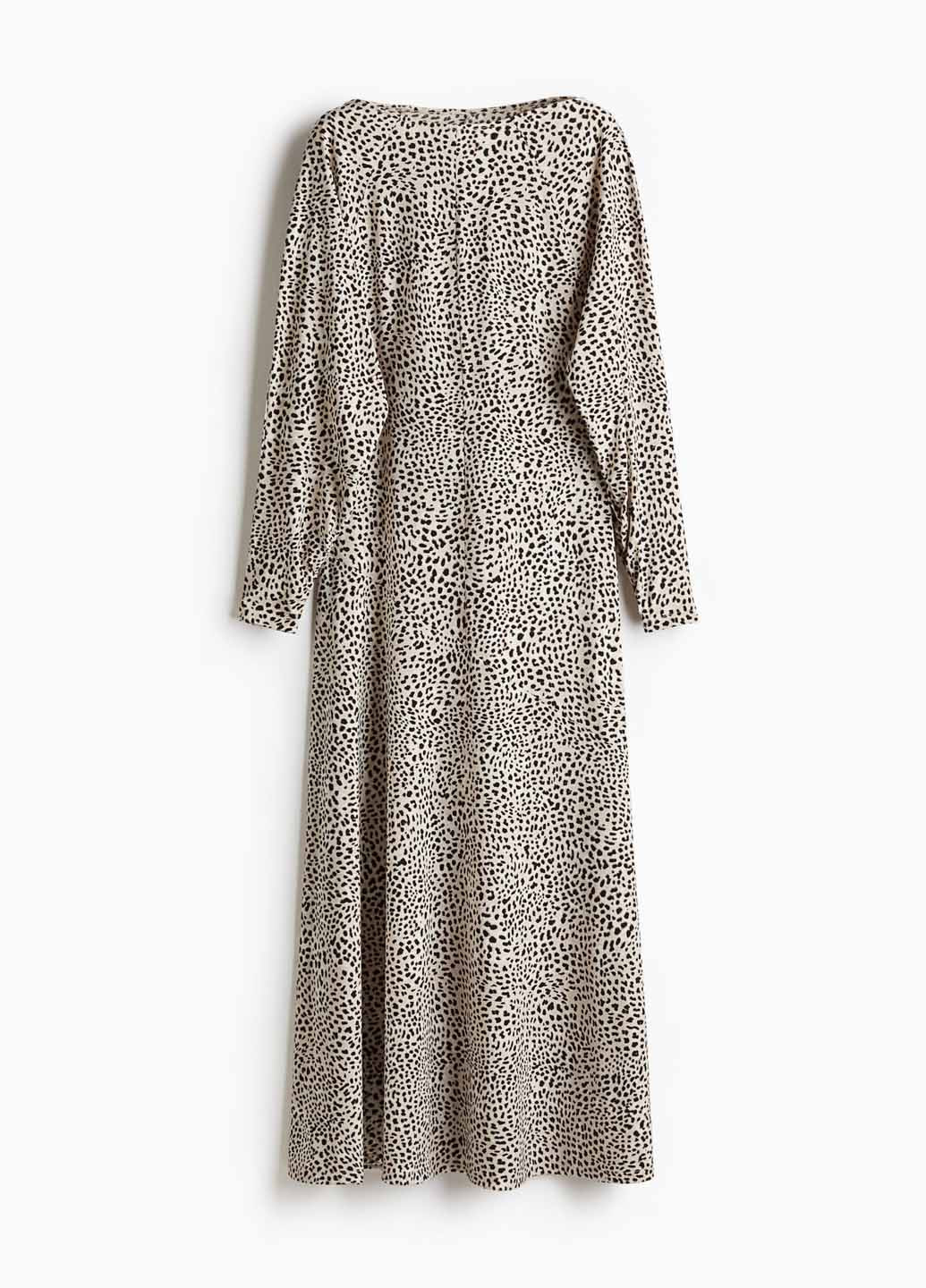 Світло-бежева кежуал сукня кльош H&M з тваринним принтом