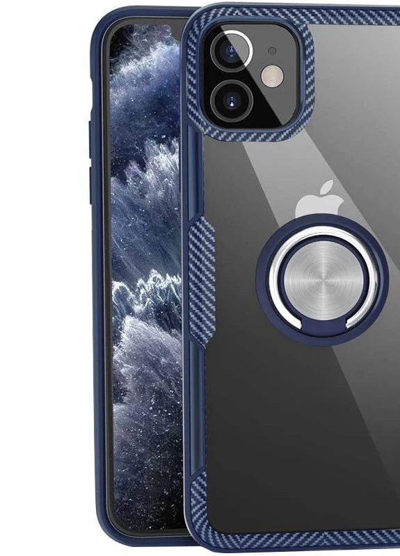 TPU + PC чохол CrystalRing for Magnet (opp) для Apple iPhone 12 mini (5.4 ') Безбарвний / Темно-синій (is_00000038425_3) Deen (229725962)