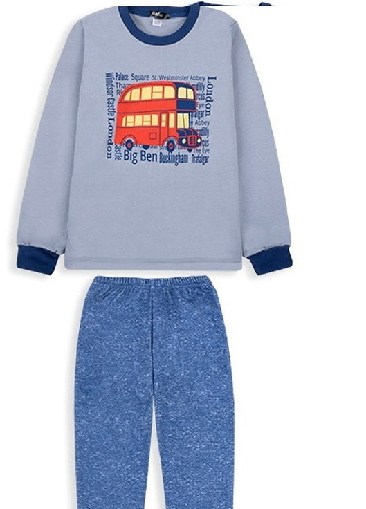 Серая зимняя детская пижама для мальчика pgm-20-3 Габби