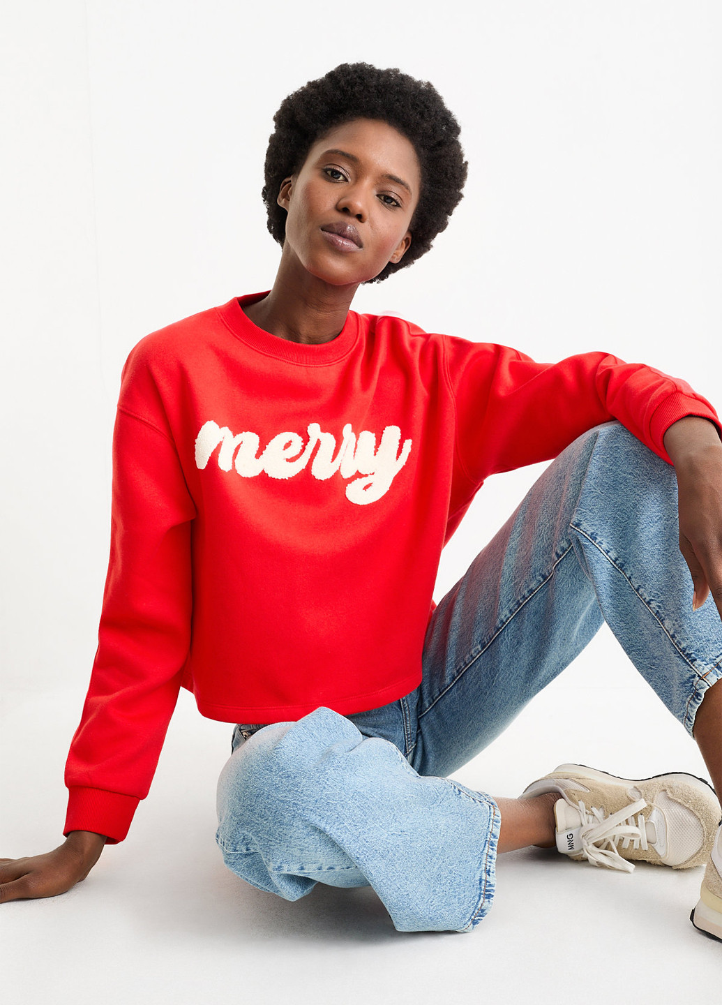 Червоний світшот C&A однотонний флокування (353313777)