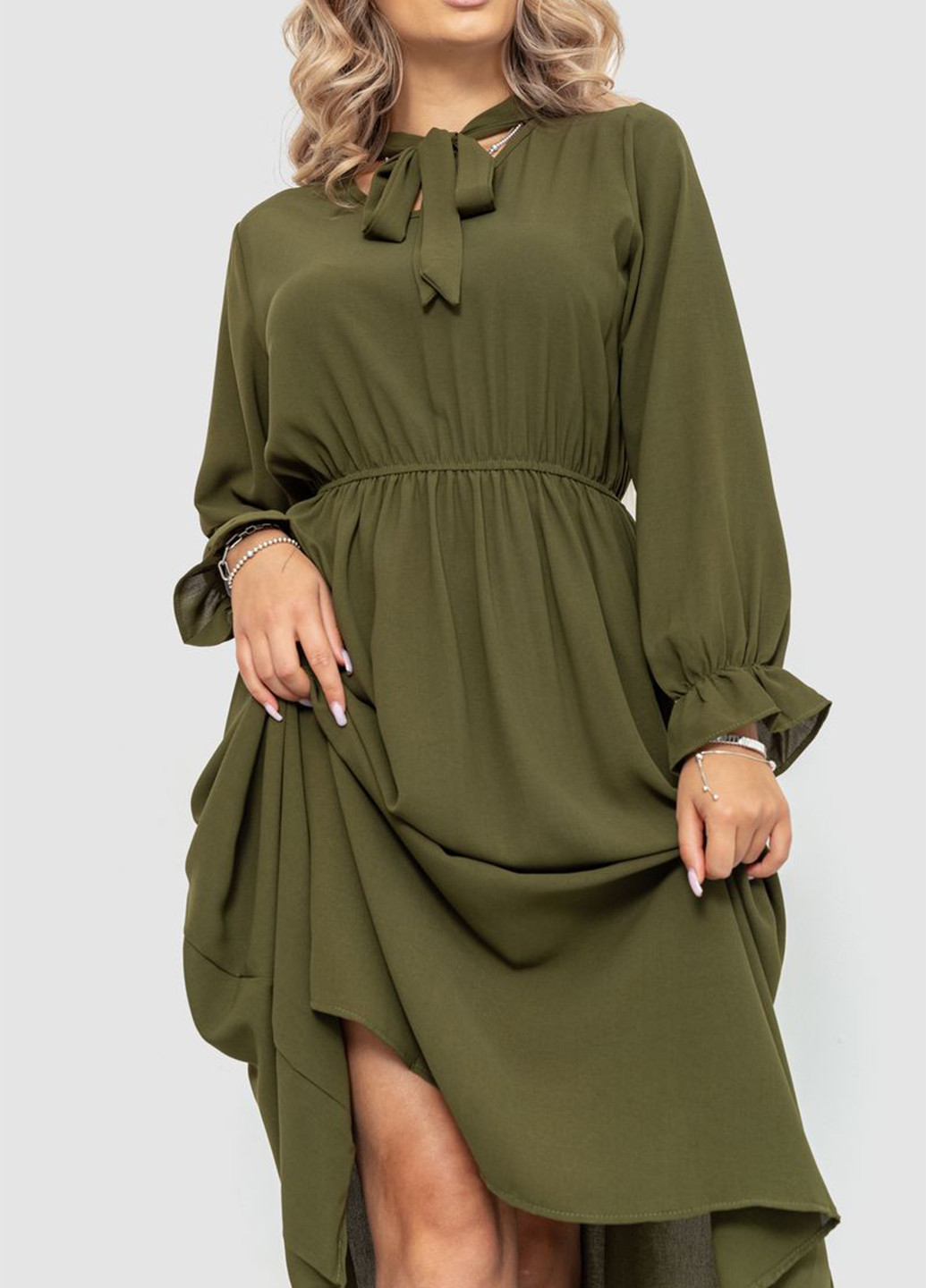 Оливковое (хаки) кэжуал платье Ager однотонное