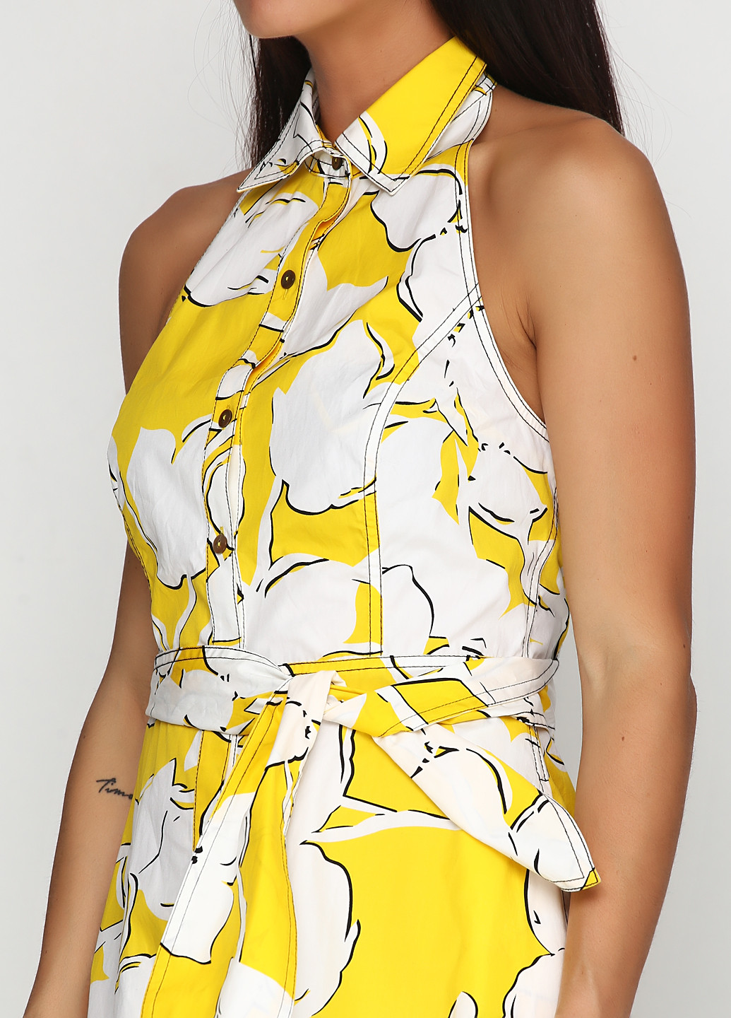 Желтое кэжуал платье Diane von Furstenberg с абстрактным узором