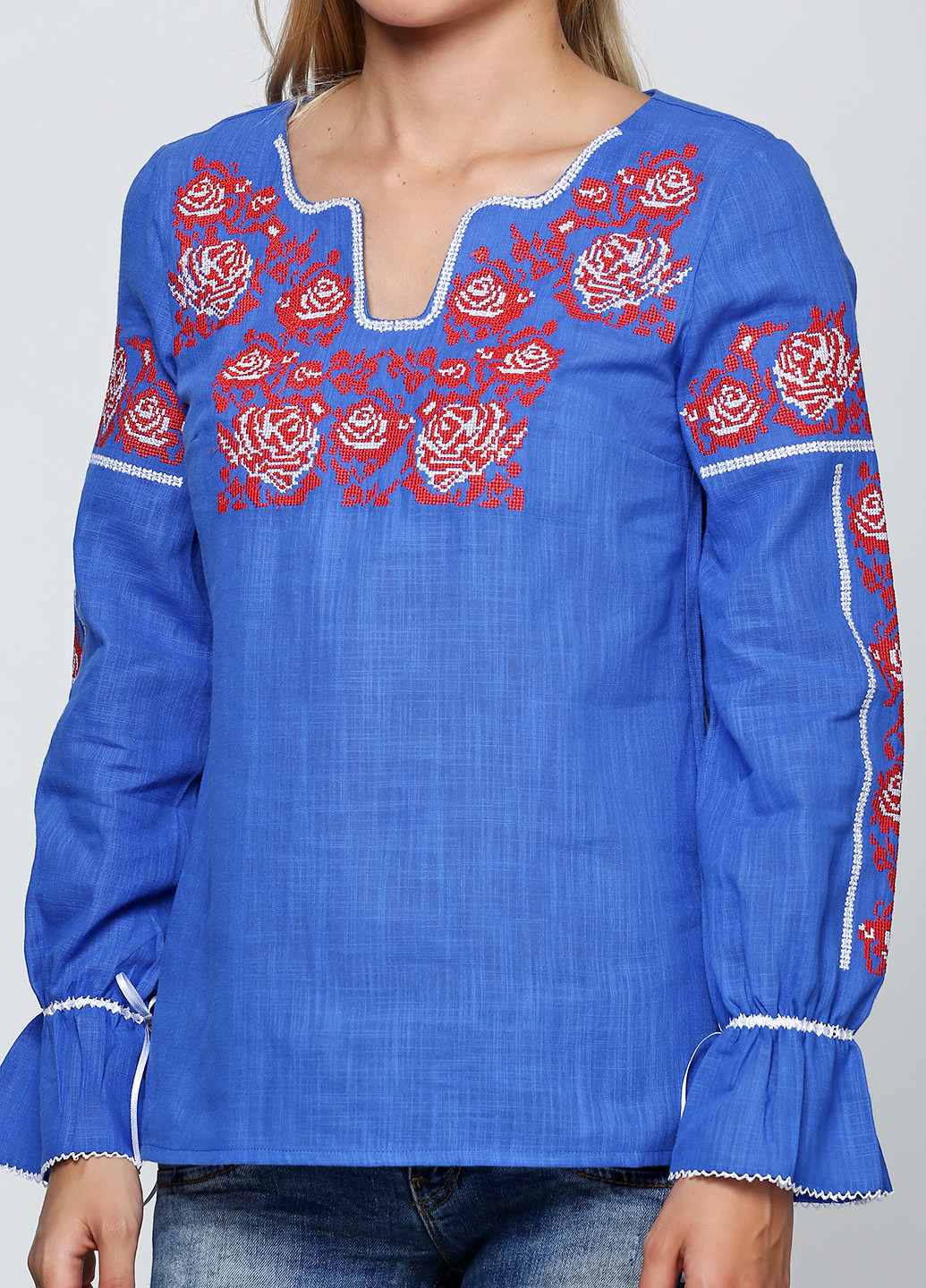 Синя демісезонна блуза ЕтноМодерн