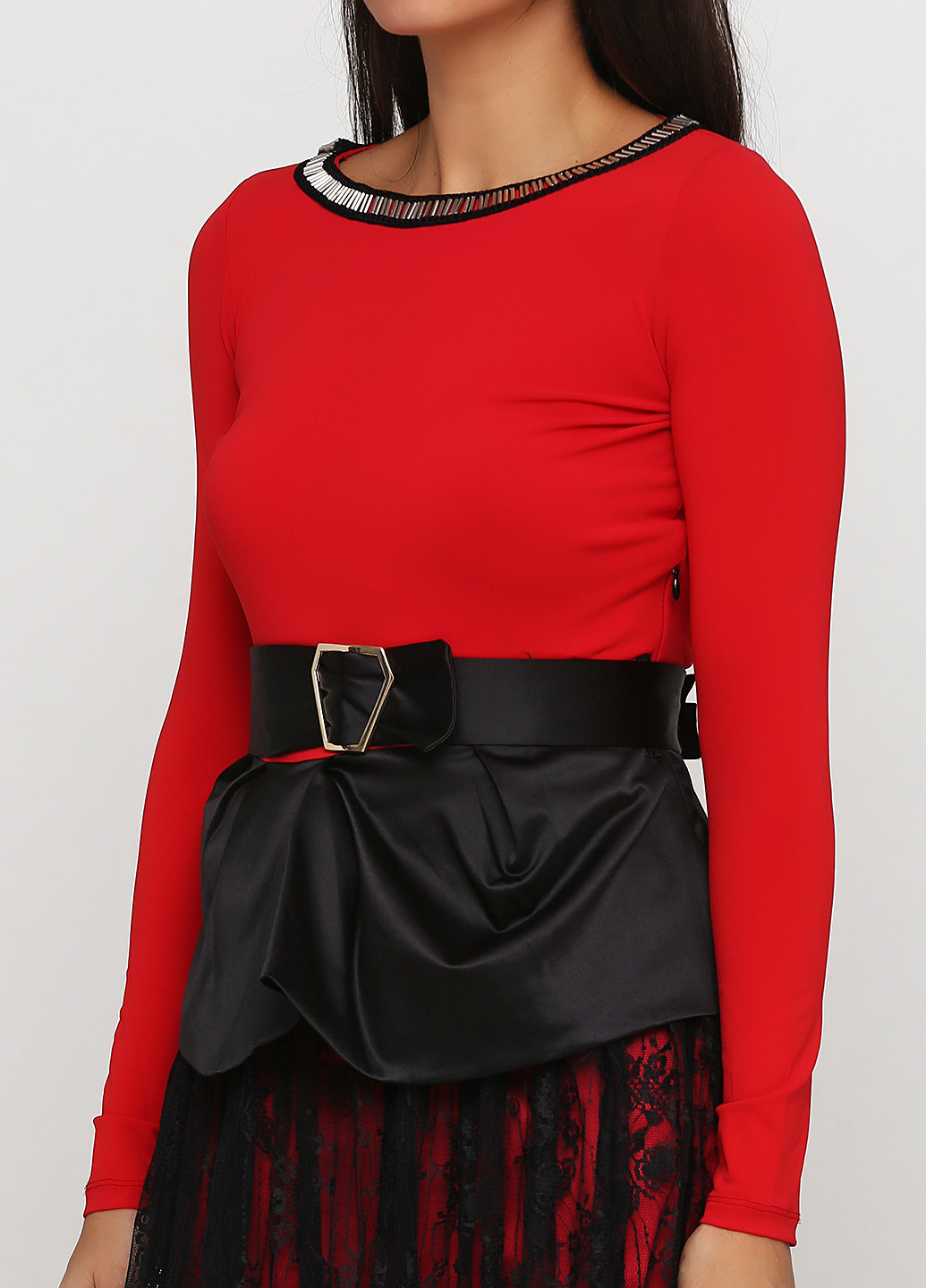 Костюм (блуза, юбка) Eureka юбочный однотонный красный кэжуал