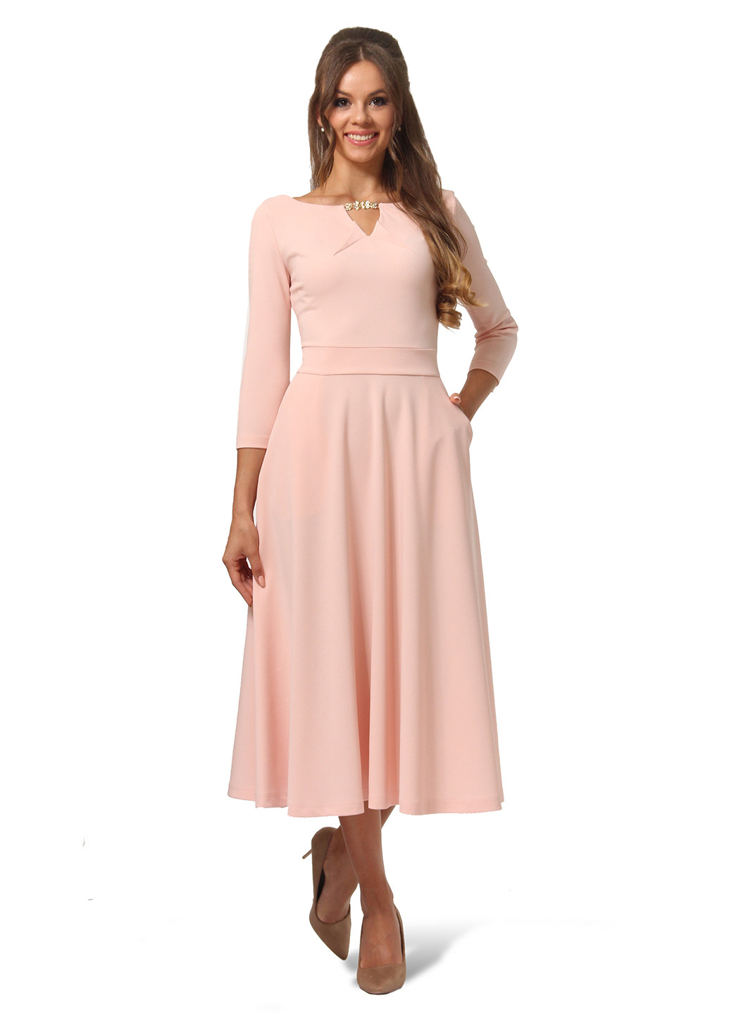 Світло-рожева кежуал сукня, сукня кльош Lada Lucci однотонна