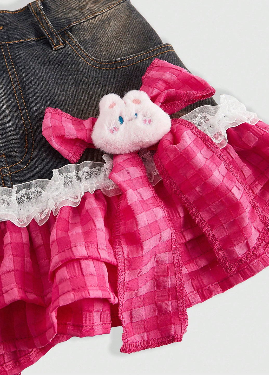 Разноцветная джинсовая колор блок юбка SHEIN