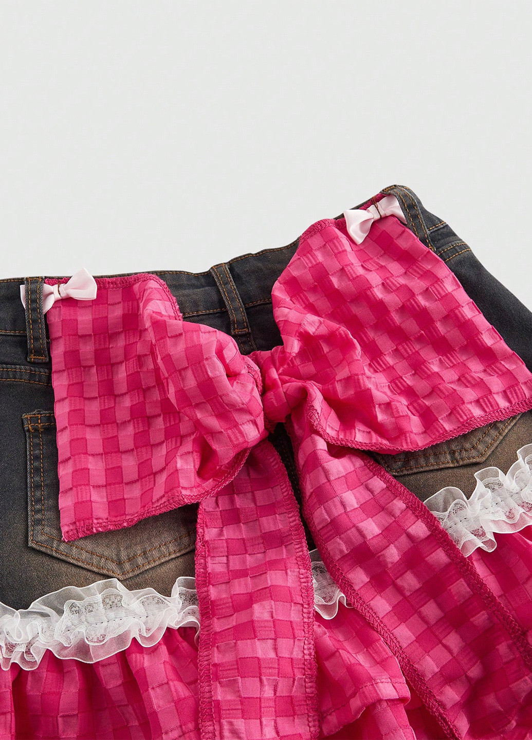 Разноцветная джинсовая колор блок юбка SHEIN