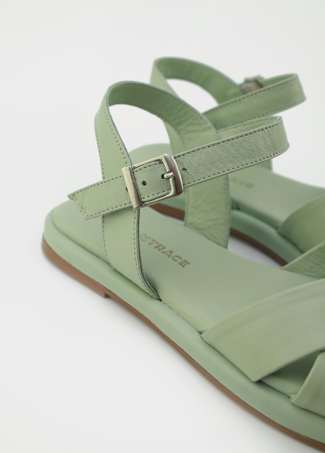 Светло-зеленые босоножки URBAN TRACE с ремешком с пряжкой