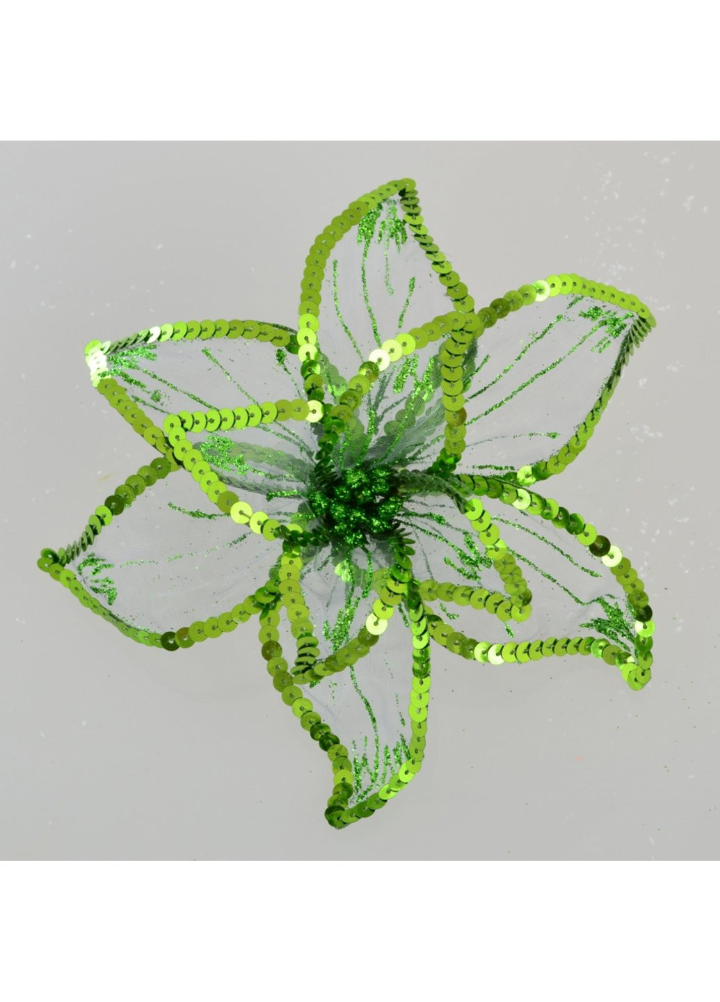 Ялинкова іграшка квітка пуансеттії Розкіш напівпрозорий зелена, 23*23см (750302) YES! Fun (254593220)