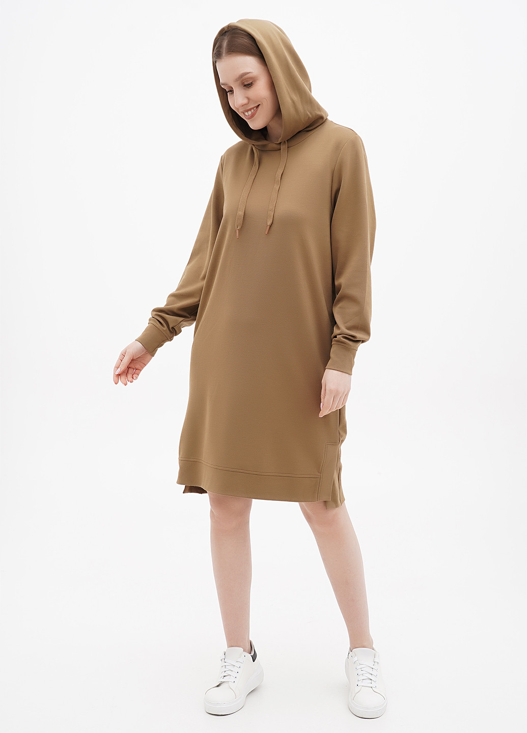 Світло-коричнева кежуал сукня сукня-худі S.Oliver однотонна
