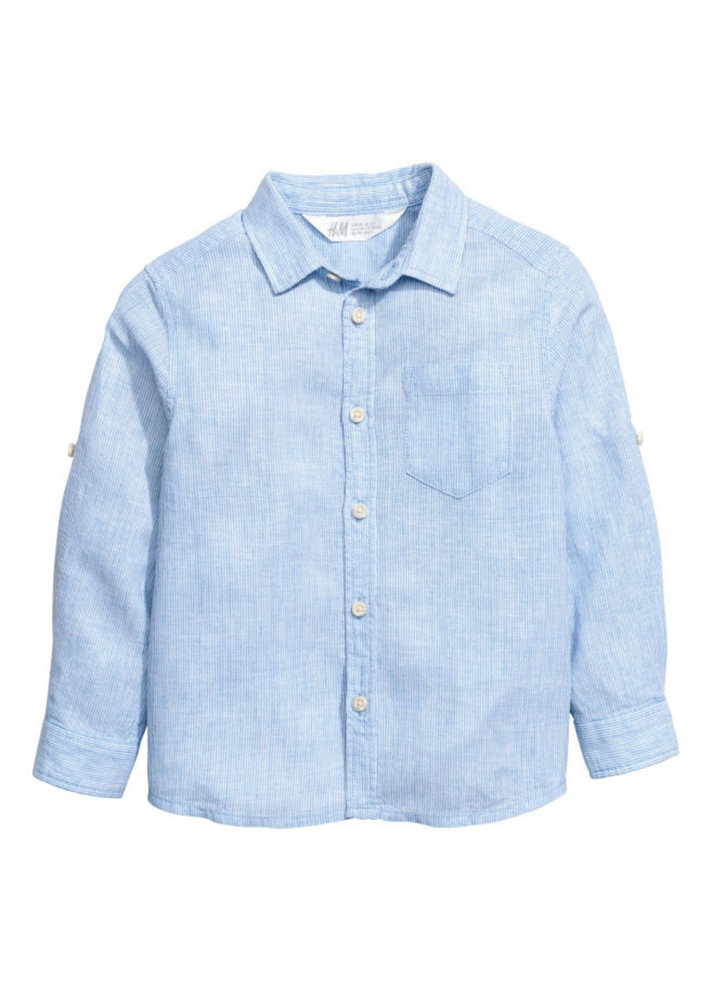 Сорочка H&M з коротким рукавом однотонна блакитна ділова