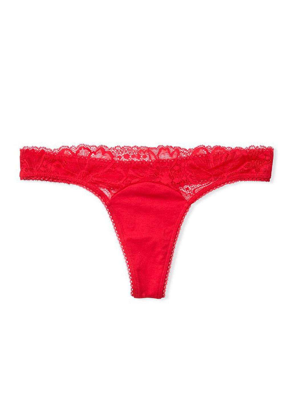 Трусики Victoria's Secret стрінги однотонні червоні повсякденні мереживо, бавовна
