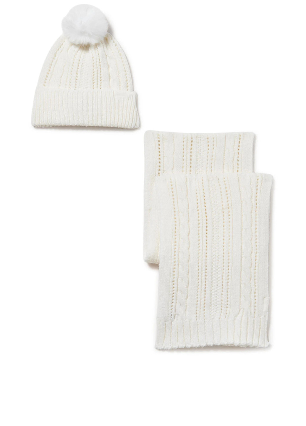Белый зимний комплект (шапка, шарф) DKNY