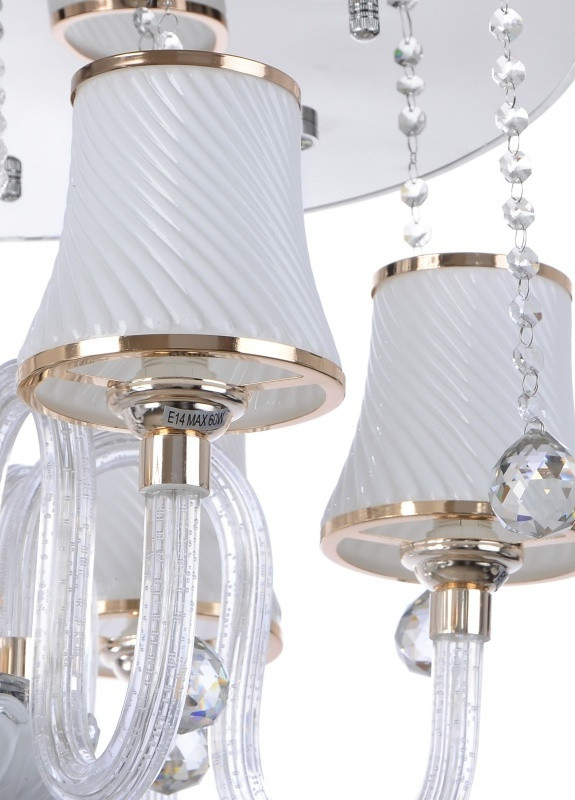 Люстра потолочная с абажуром классическая с подсветкой BCL-496S/6 E14 + LED WH Brille (253887255)