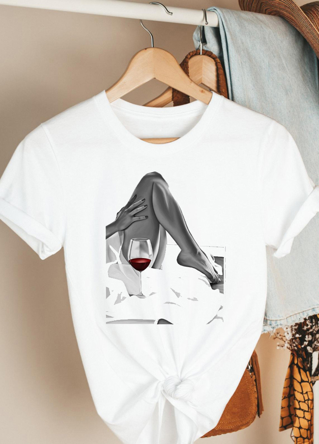 Белая всесезон футболка белая sex&wine Katarina Ivanenko
