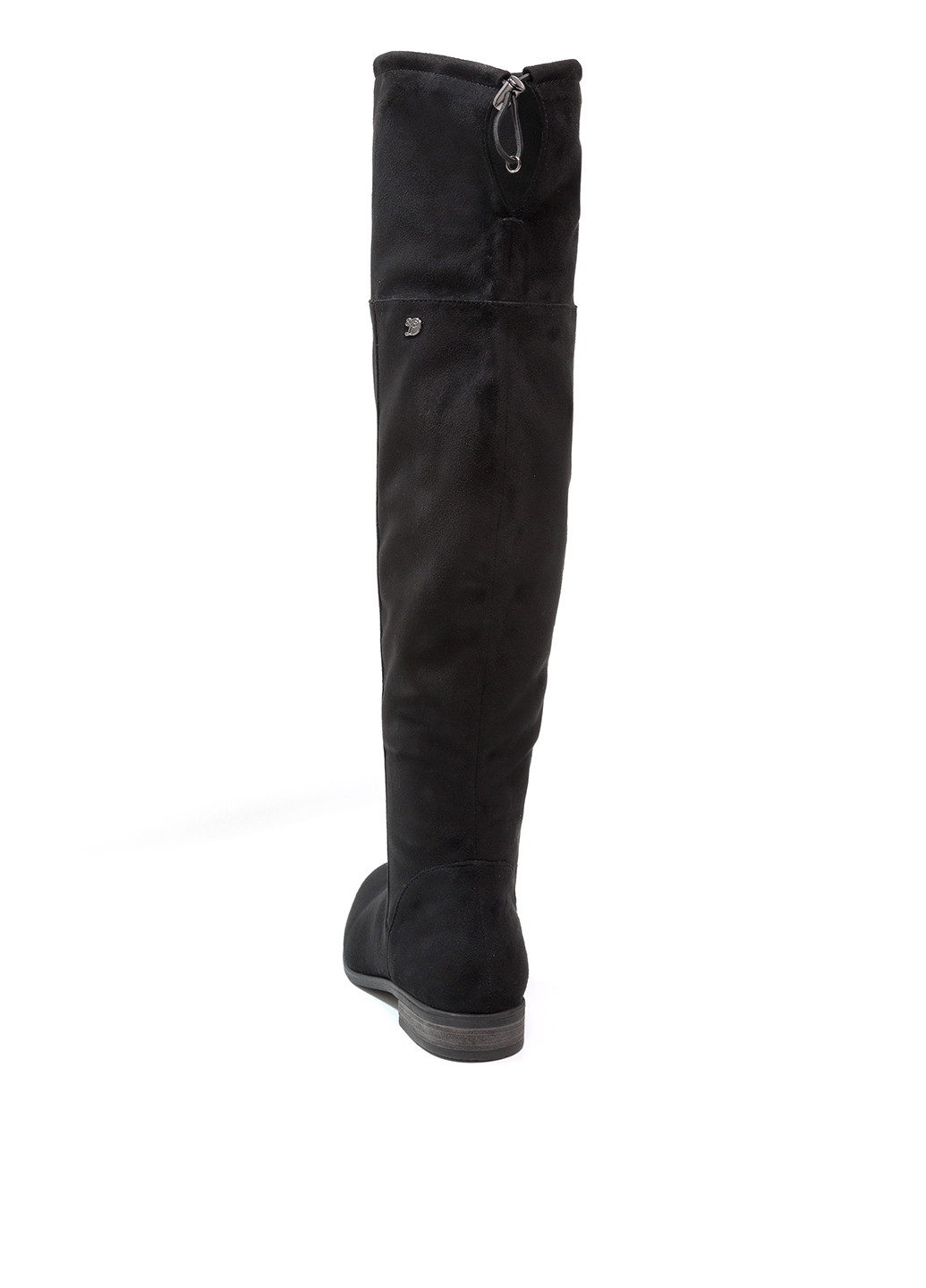 Черные осенние ботфорты Tom Tailor без каблука с шнуровкой